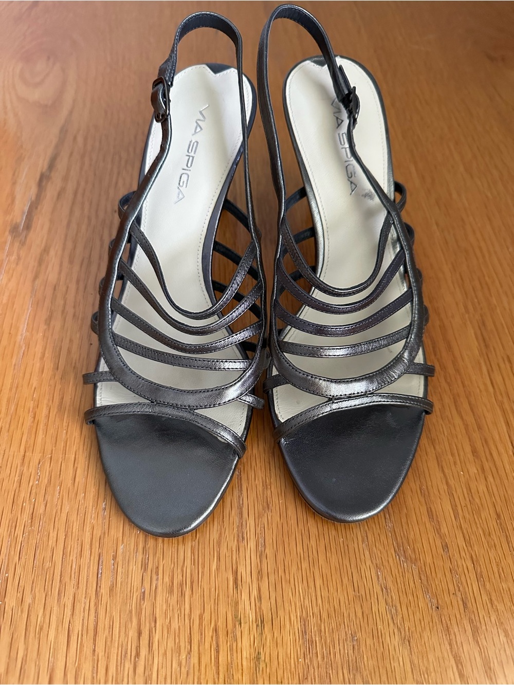 Via Spiga Black Strappy Slingback Heels
